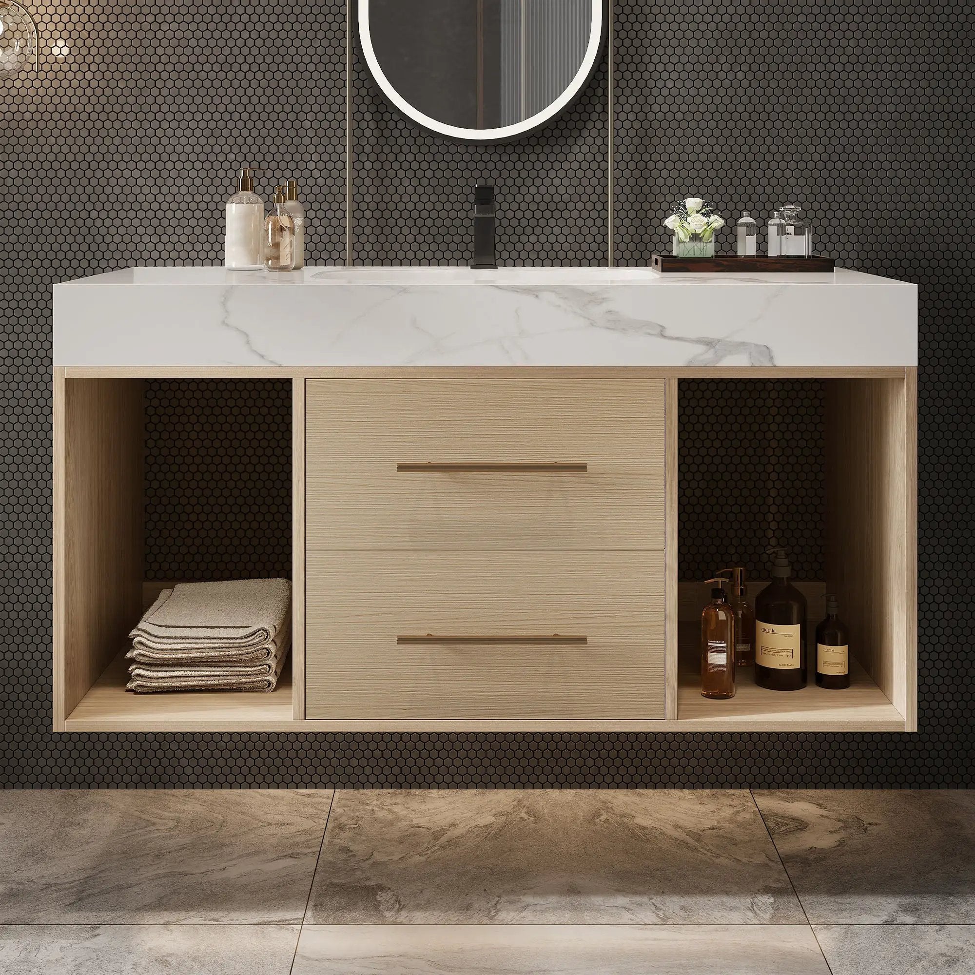 39.4" Floating Bathroom Vanity with Ceramic Sink by HouseOfZazla