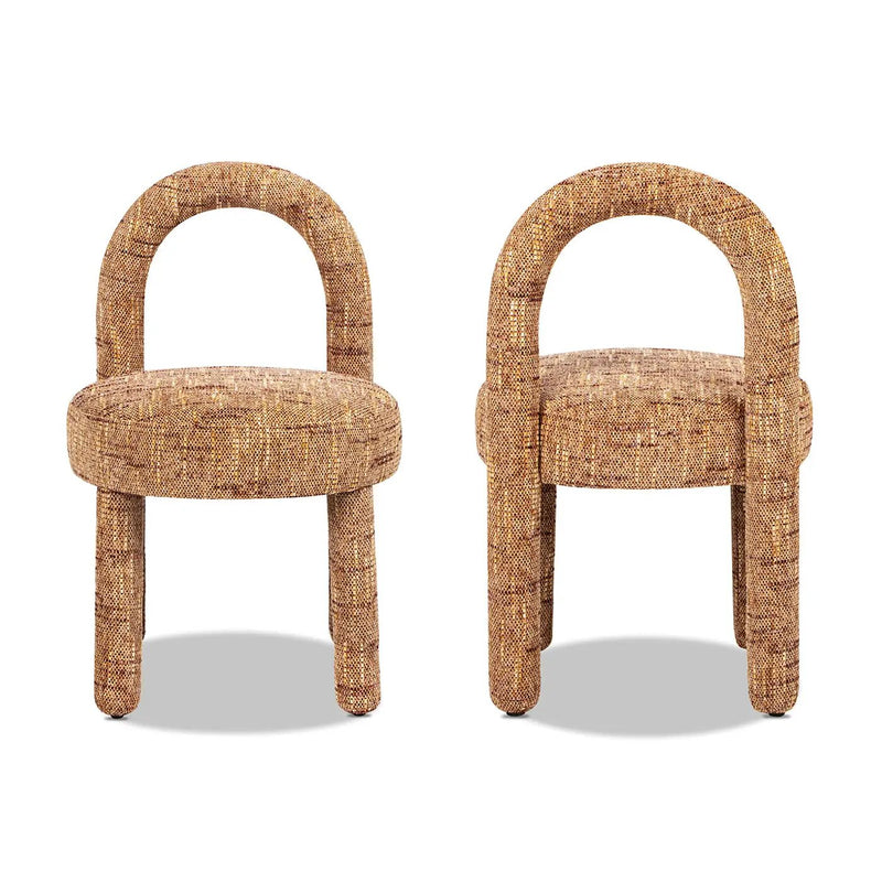Penny Round Arched Upholstered Dining Side Chair, Set of 2, Golden by HouseOfZazla