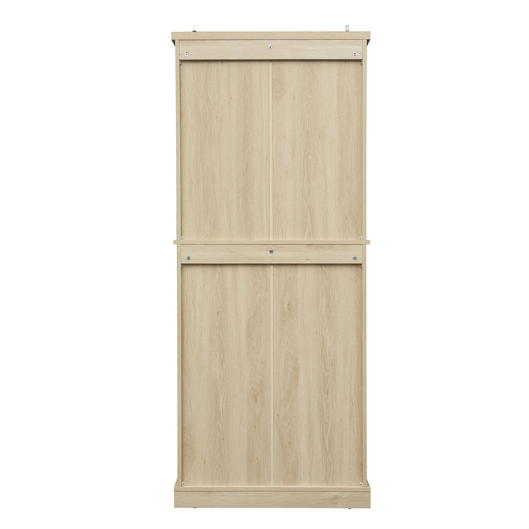4 Door Storage Cabinet With 1 Drawer And 4 Adjustable Inner Shelves - Natural by HouseOfZazla