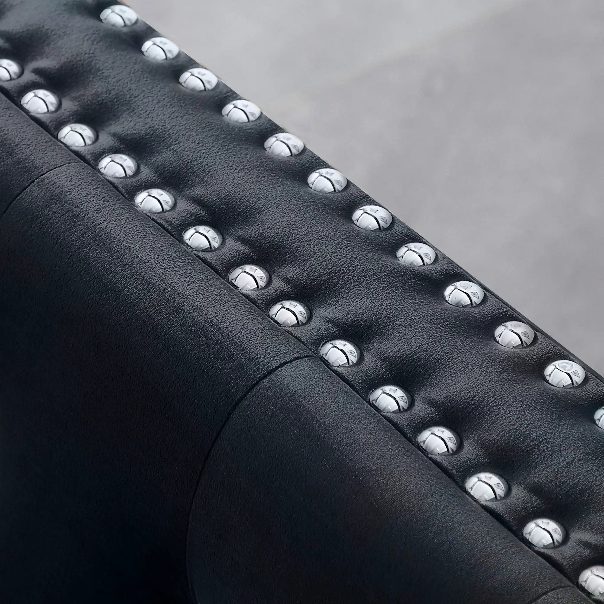 Wide Sofa With Jeweled Buttons Square Arm, 2 Pillows by Unique Piece Furniture