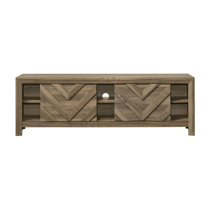 Chevron Patterned Living Room TV Stand - Light Brown by Unique Piece Furniture
