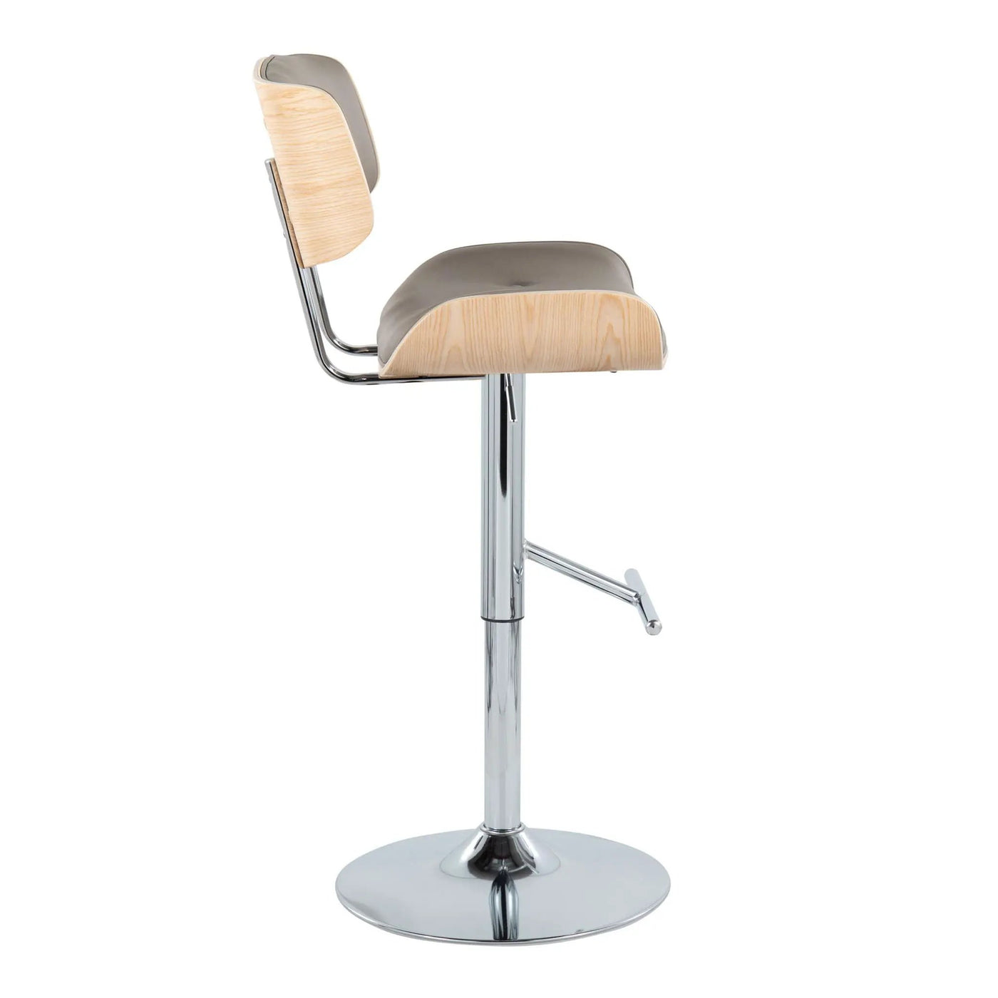 Lombardi - Contemporary Adjustable Barstool With Swivel With Straight T Footrest (Set of 2) by HouseOfZazla