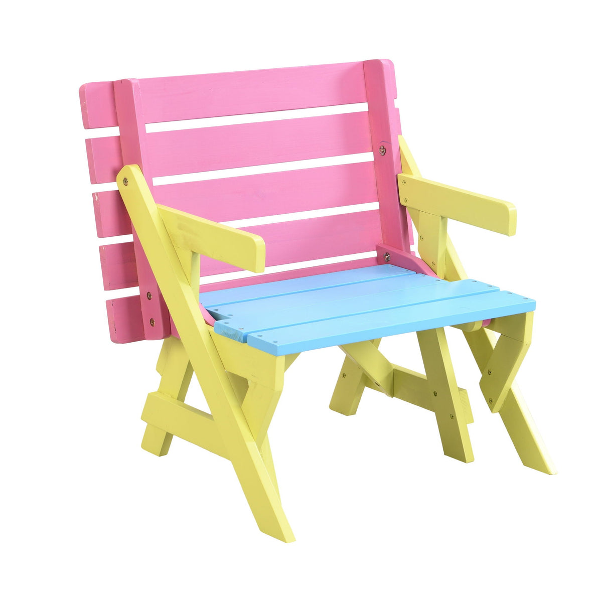 Solid Wood Kids 3 Piece Outdoor Set with Multi-Functional Table and Benches - Red or Pink, photo 22 of 23