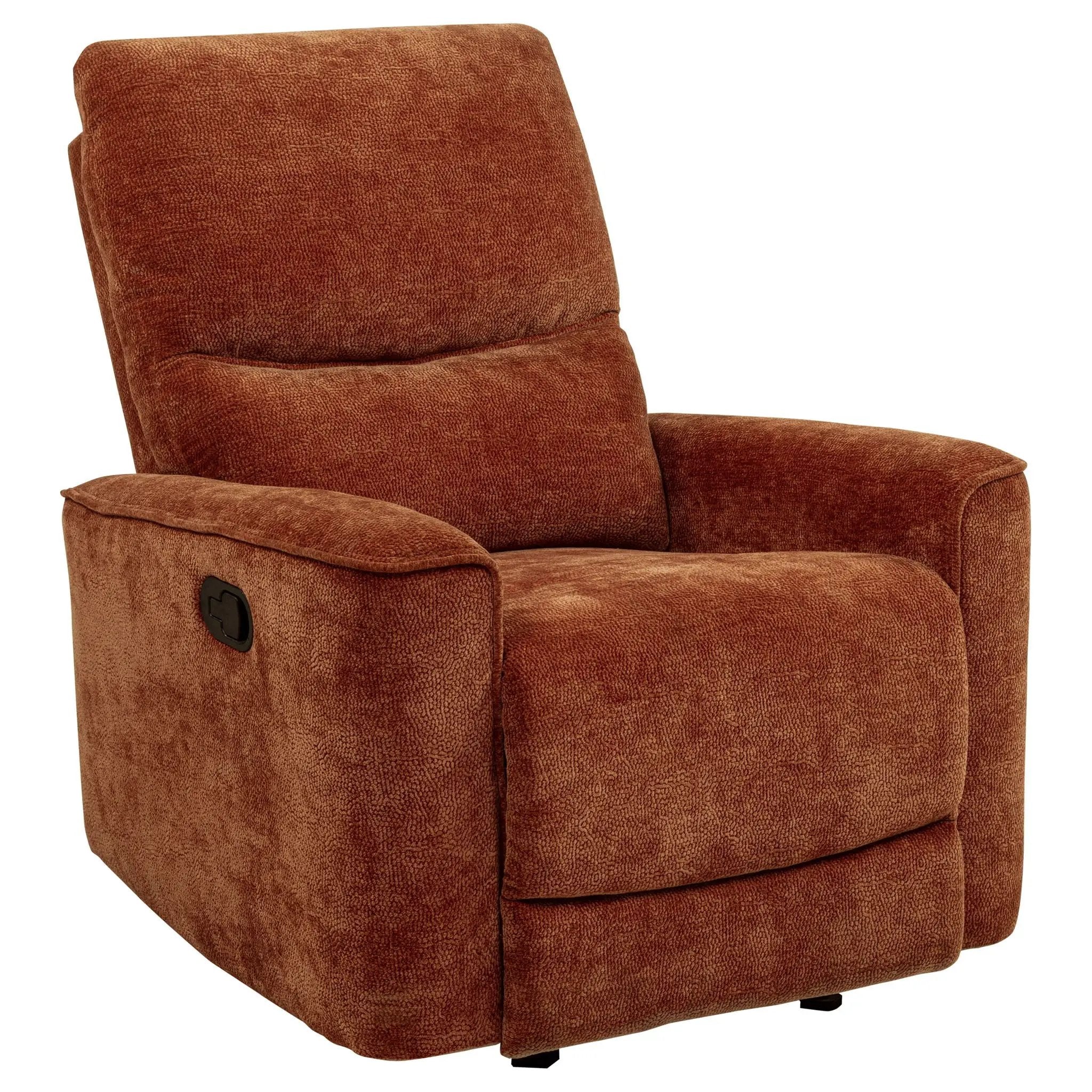 Navarro Chenille Upholstered Glider Recliner Burnt Orange by Unique Piece Furniture