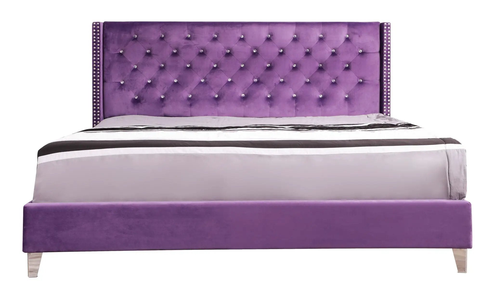Upholstered Nailhead Trim Chic Bed by Unique Piece Furniture