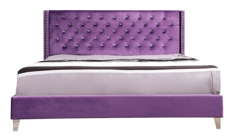 Upholstered Nailhead Trim Chic Bed by Unique Piece Furniture