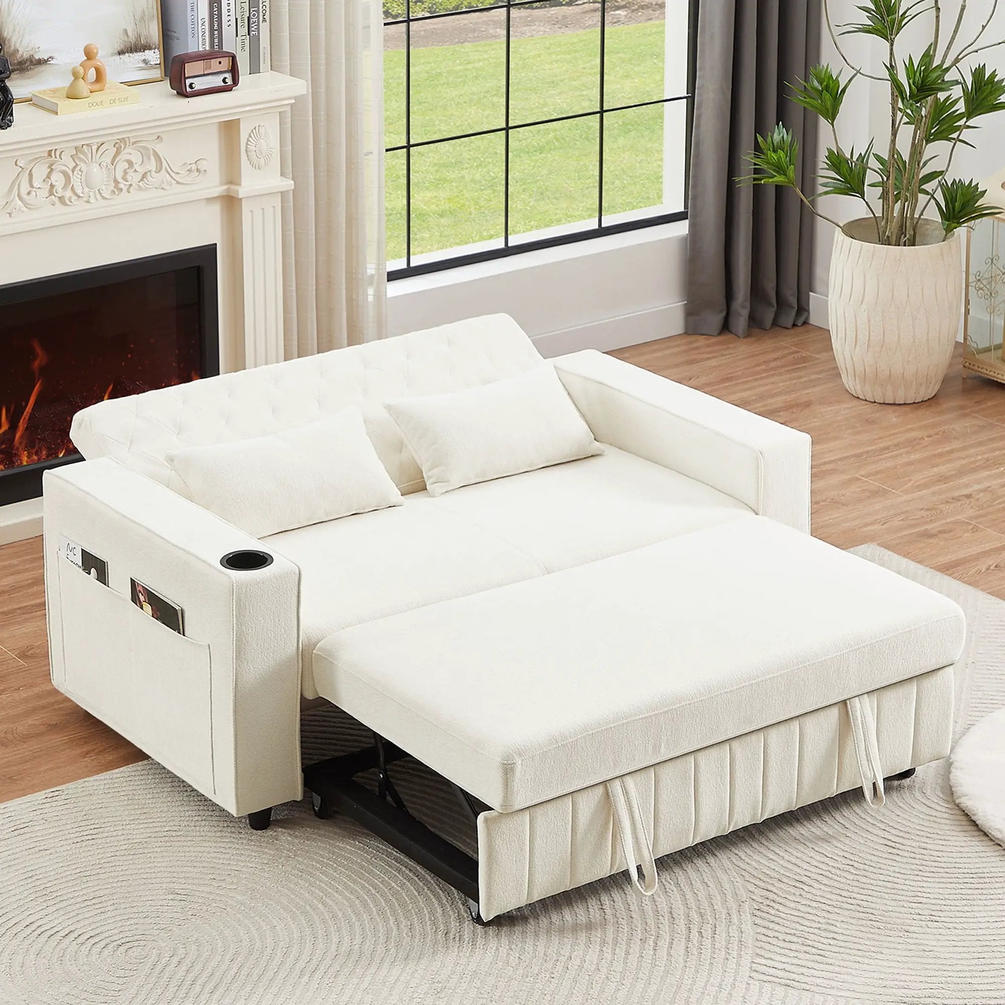 Pull-Out Sofa Bed Convertible Couch With Adjustable Backrest For Living Room by HouseOfZazla