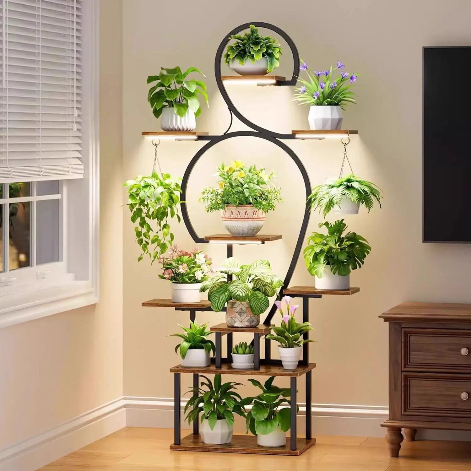 9-Tier Indoor Plant Stand with Grow Light by HouseOfZazla