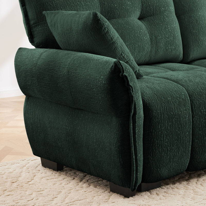 Elegant 3 Seater Sofa Set & Pillows Frame, High Rebound Cushions - Textured Green by HouseOfZazla