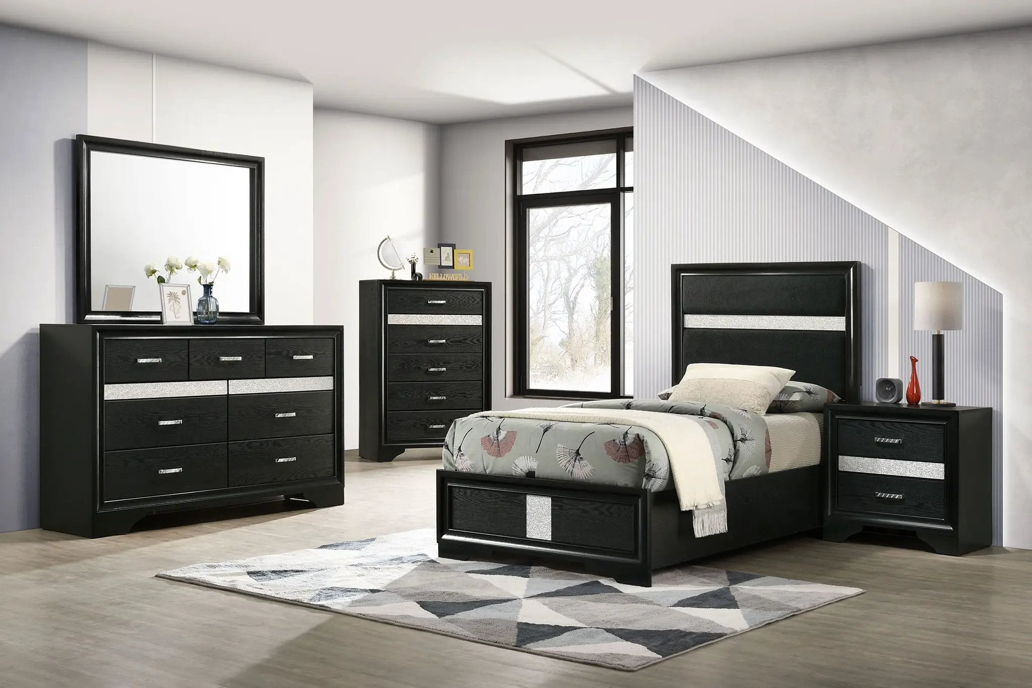 Miranda 5-piece Twin Bedroom Set Black by Unique Piece Furniture