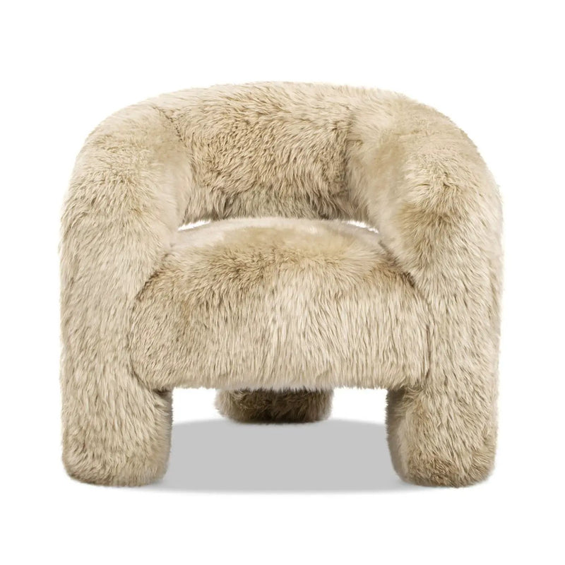 Avalon - Genuine Sheepskin Fur Split Barrel Back Accent Chair - Natural Blonde by HouseOfZazla