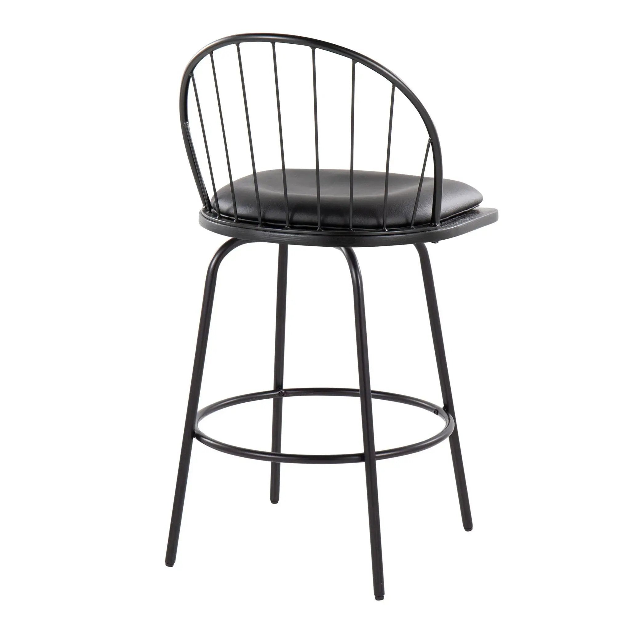 Riley - Claire Farmhouse Fixed Height Counter Stool With Swivel With Round Footrest (Set of 2) by Unique Piece Furniture