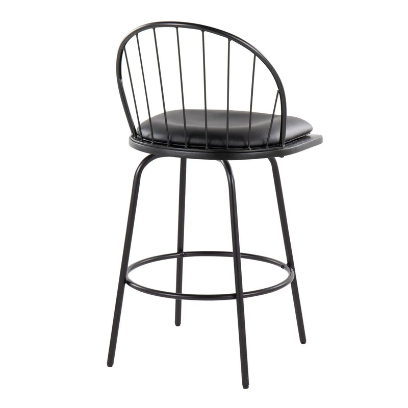 Riley - Claire Farmhouse Fixed Height Counter Stool With Swivel With Round Footrest (Set of 2) by Unique Piece Furniture