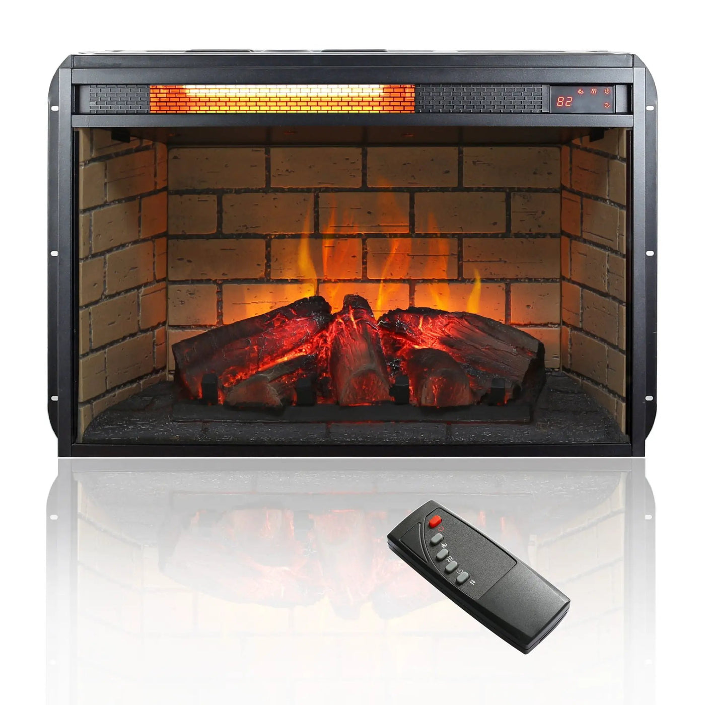Infrared Quartz Heater Fireplace Insert -Woodlog Version With Brick by HouseOfZazla