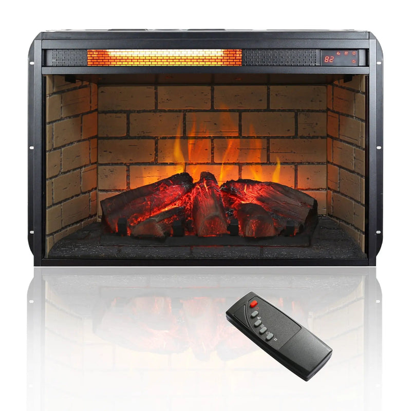 Infrared Quartz Heater Fireplace Insert -Woodlog Version With Brick by HouseOfZazla