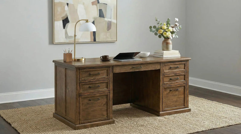Altidore 68-inch 7-drawer Executive Home Office Desk Distressed Brown by Unique Piece Furniture