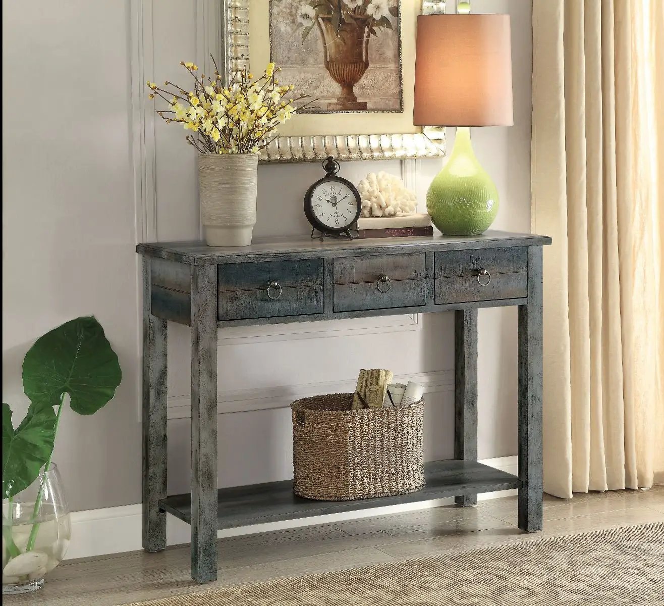 Glancio - Console Table - Antique Gray & Teal by Unique Piece Furniture