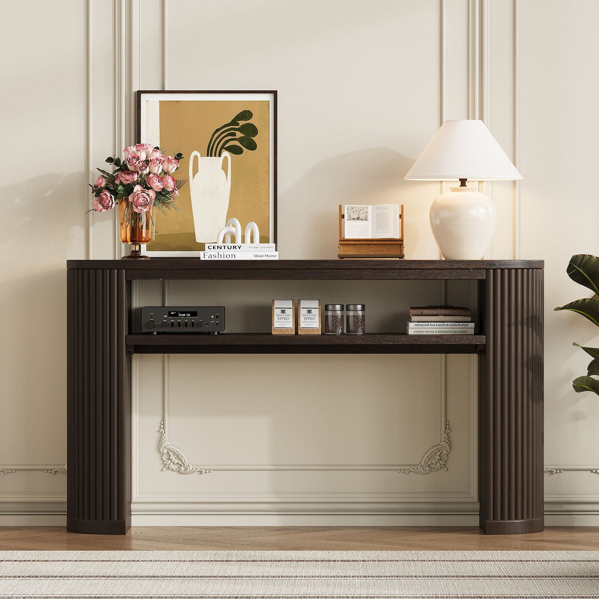 Console Table With Fluted Legs and Open Shelf - Available in Black, Light Brown, Dark Brown, photo 19 of 19