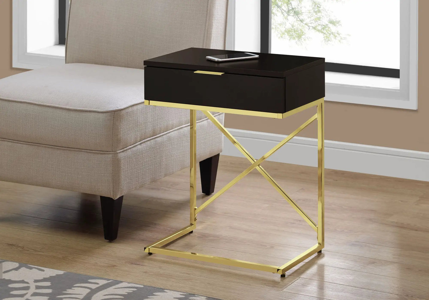 Accent Side Table with Storage Drawer, Spacious Tabletop, Contemporary Design by HouseOfZazla