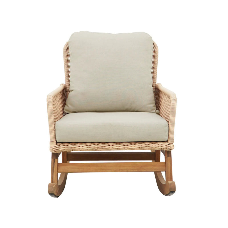 Contemporary Minimalist Wicker Rocking Chair With Soft Cushions by HouseOfZazla