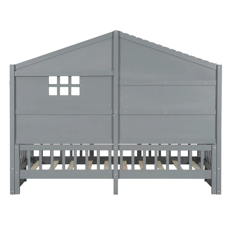 House Bed With Shelves, Window And Sparkling Light Strip On The Roof by HouseOfZazla