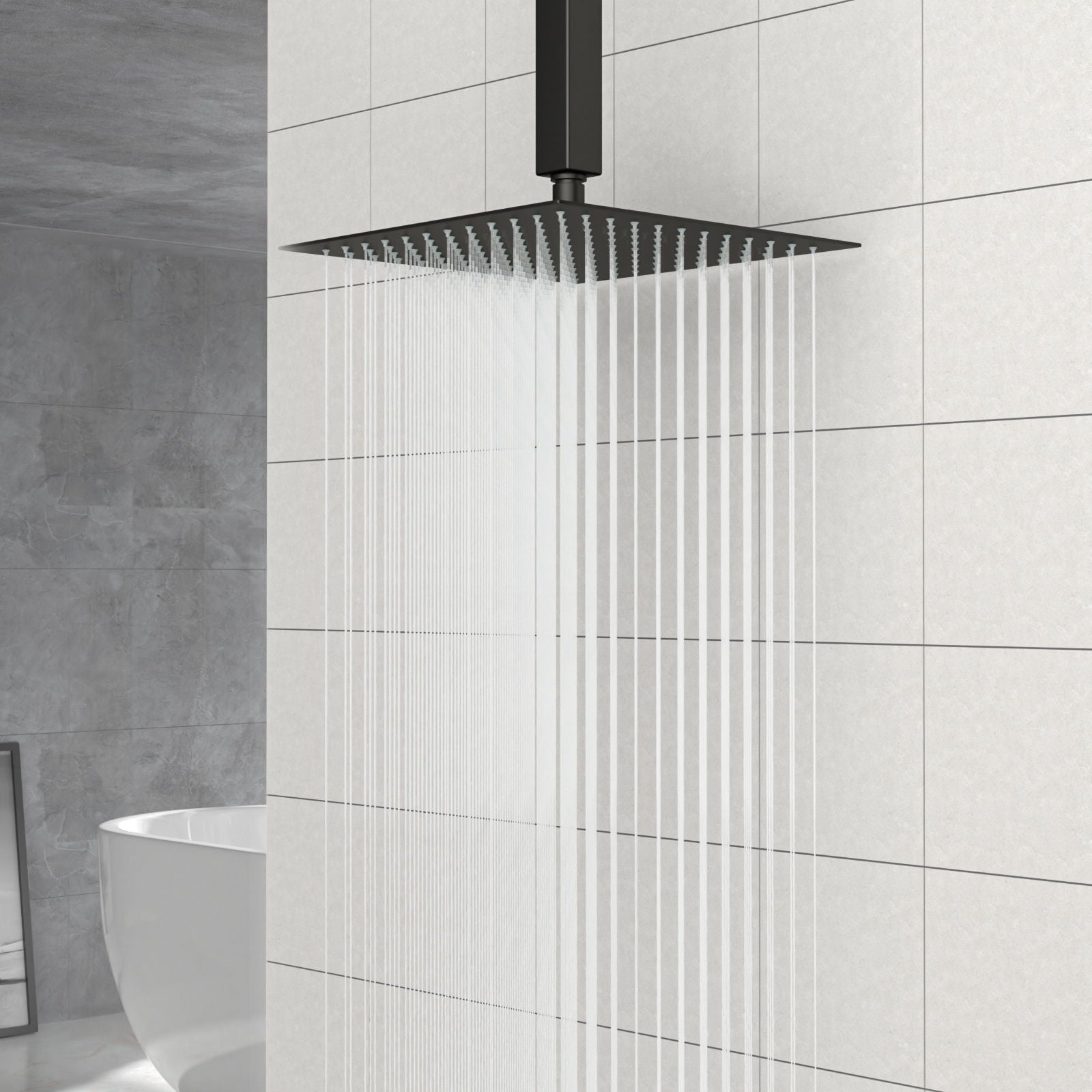 Modern 10" Square Rainfall Shower Head & Stainless Steel Wall Or Ceiling Mount Luxury Spa Shower Panel by HouseOfZazla