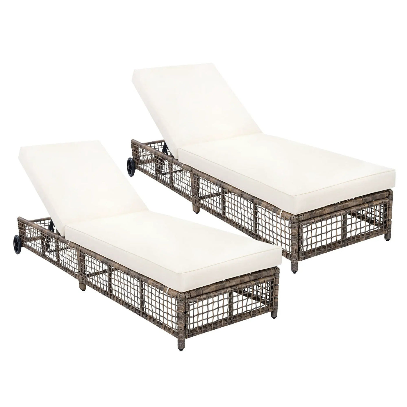 Outdoor Lounge Chair With 5 Position Backrest With Cushion And Wheels by HouseOfZazla