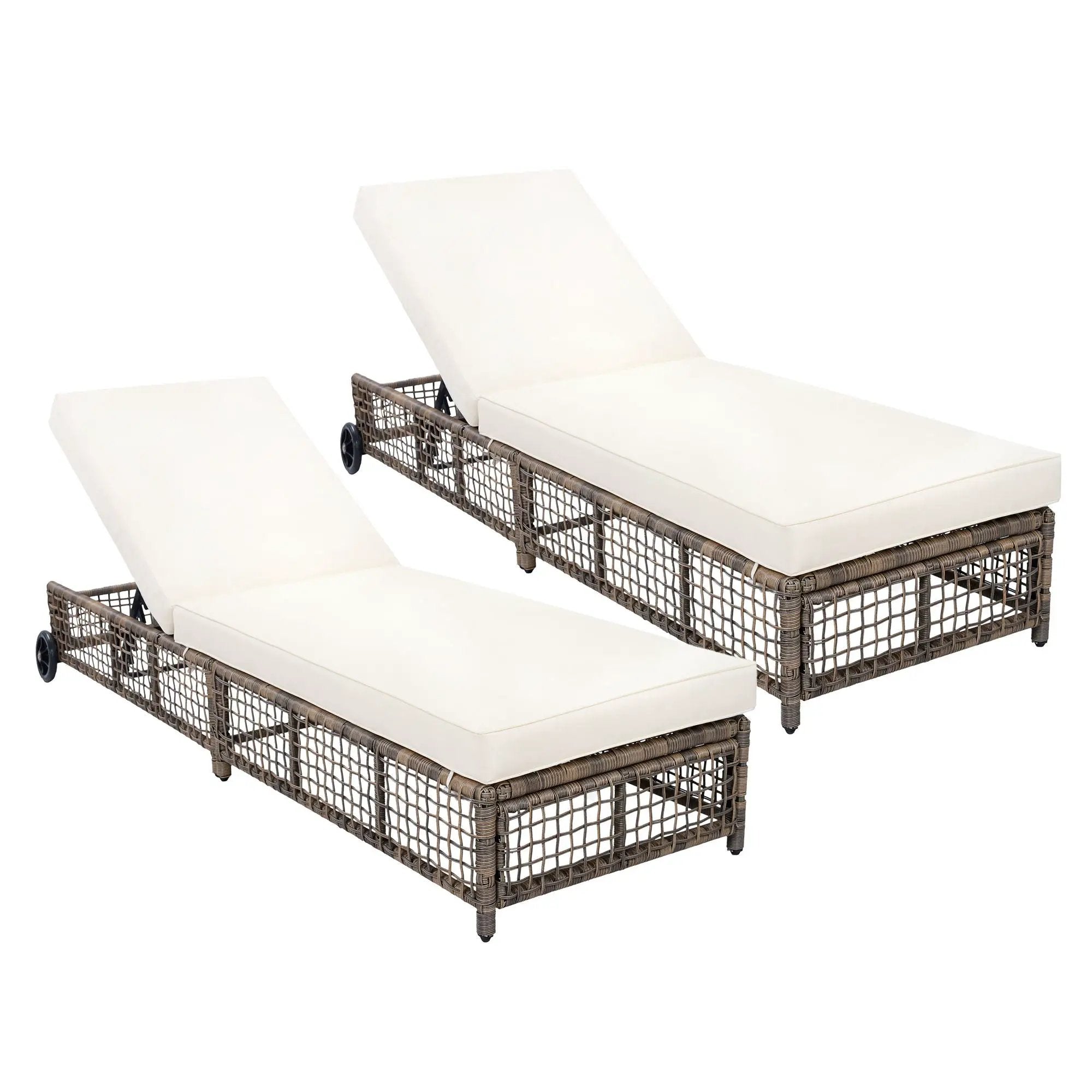 Outdoor Lounge Chair With 5 Position Backrest With Cushion And Wheels by HouseOfZazla