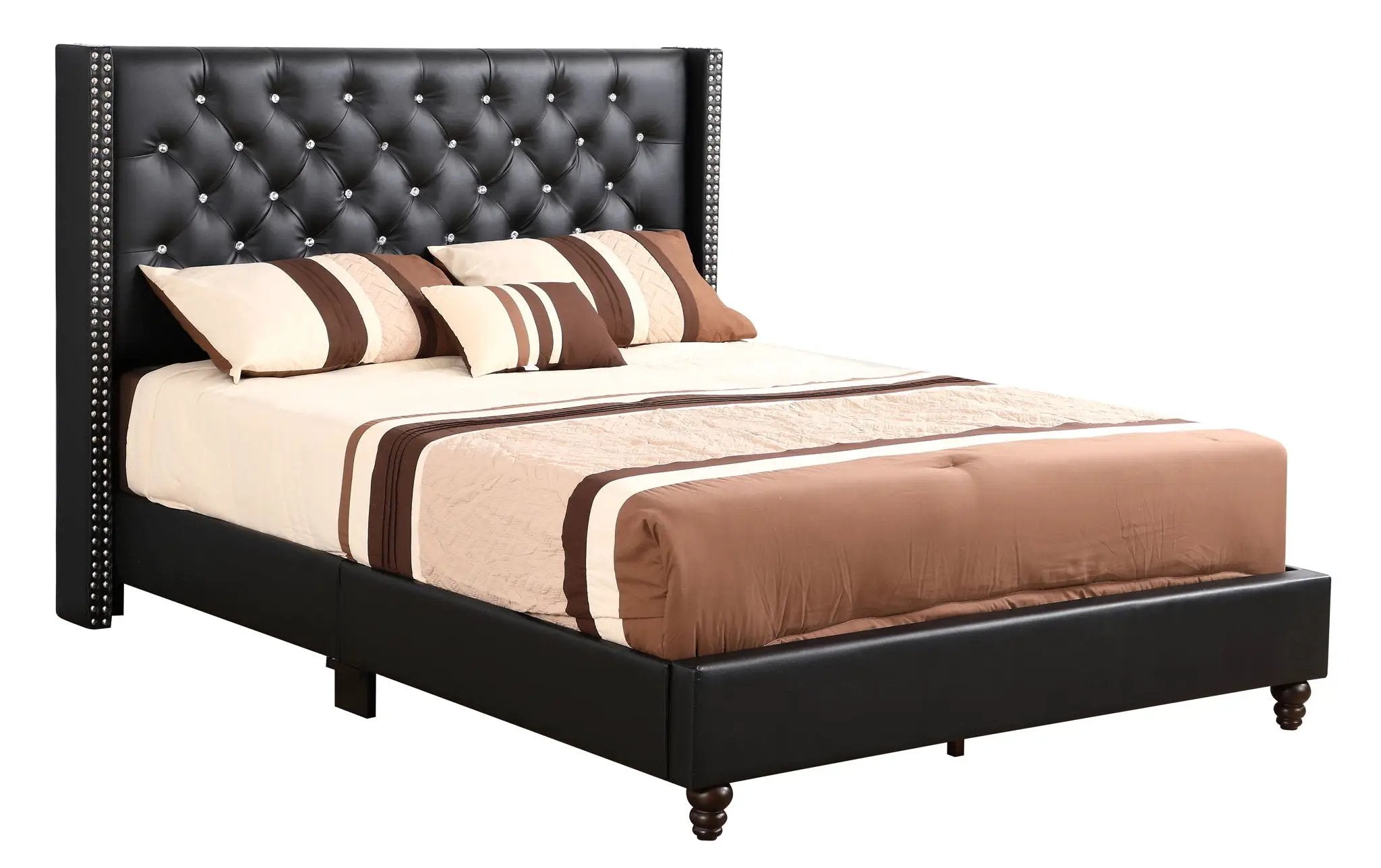 Upholstered Nailhead Trim Chic Bed by Unique Piece Furniture