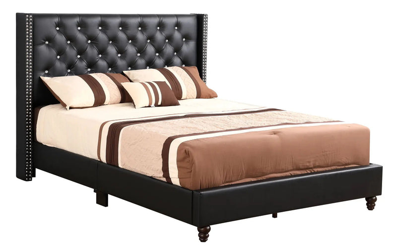 Upholstered Nailhead Trim Chic Bed by Unique Piece Furniture