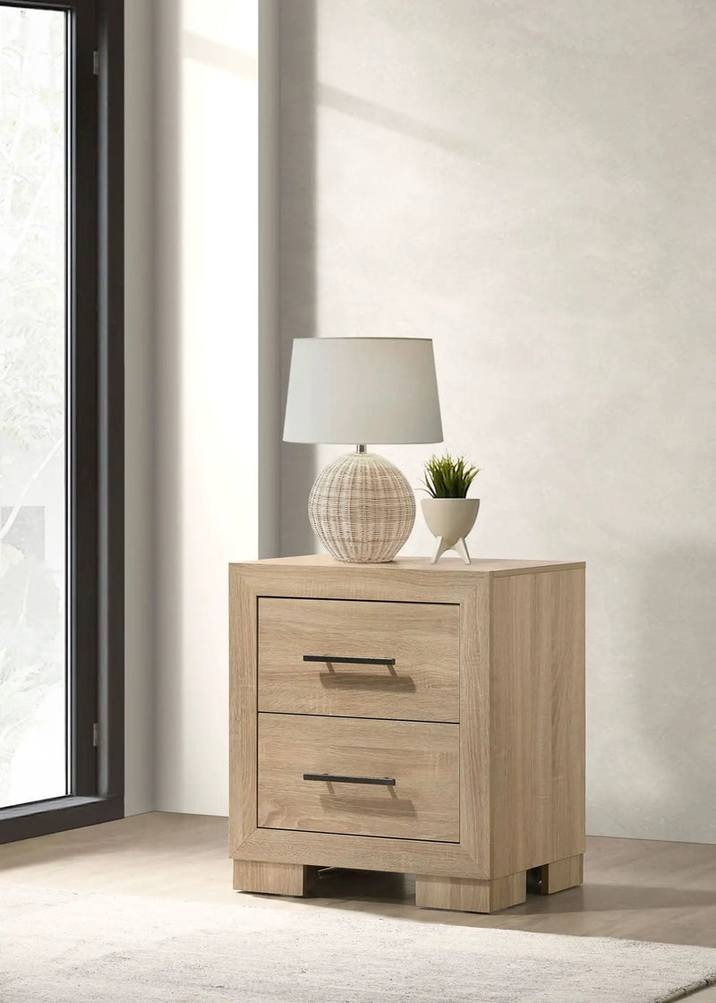 Arielle 2-drawer Bedroom Nightstand with Casters Light Oak by Unique Piece Furniture