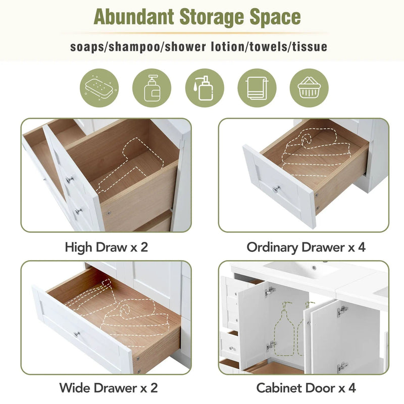 Shaker Free Standing Bathroom Vanity Cabinet & Sink, Soft Close Drawers, Soft Close Doors by HouseOfZazla