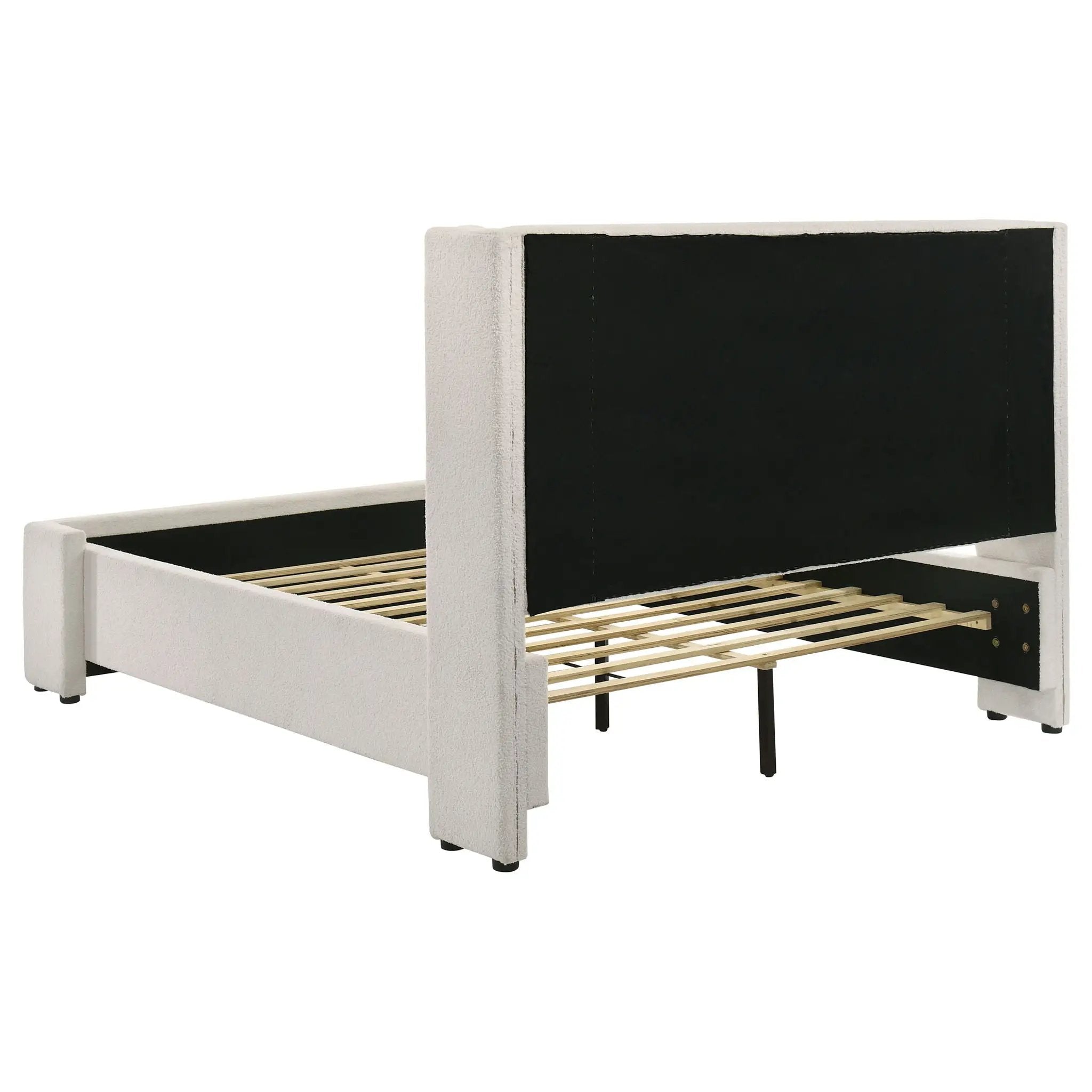 Alamosa Boucle Upholstered Queen Wingback Bed White by Unique Piece Furniture