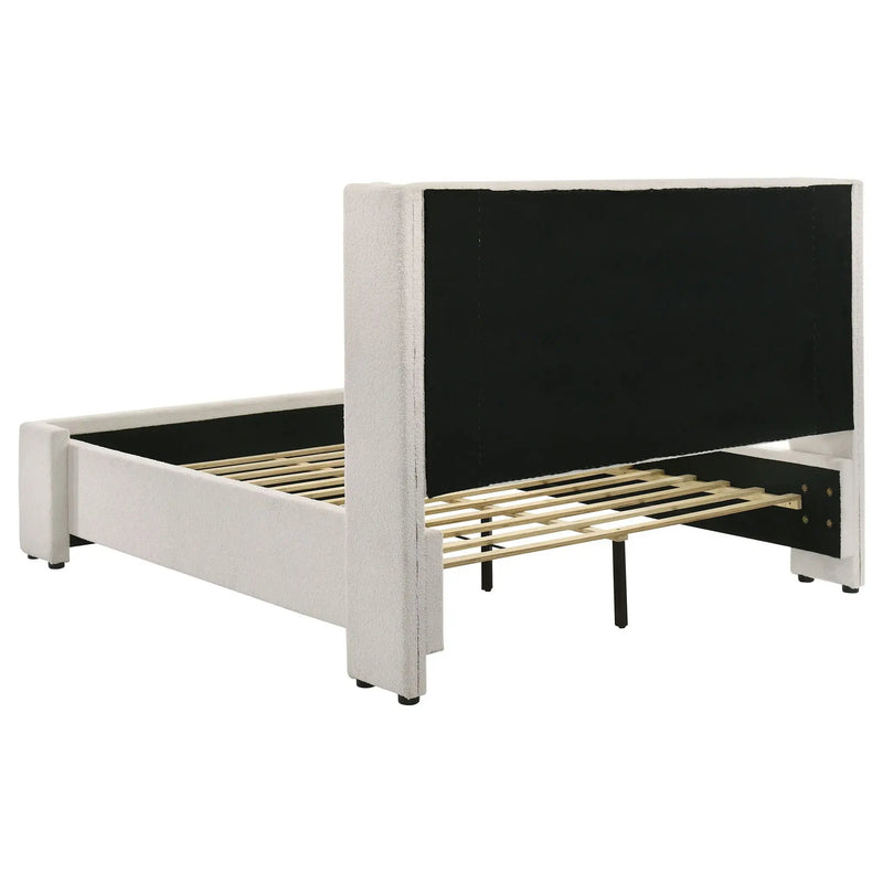 Alamosa Boucle Upholstered Queen Wingback Bed White by Unique Piece Furniture