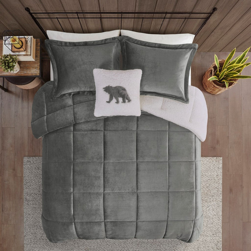 Full/Queen Plush to Sherpa Down Alternative Comforter Set by HouseOfZazla