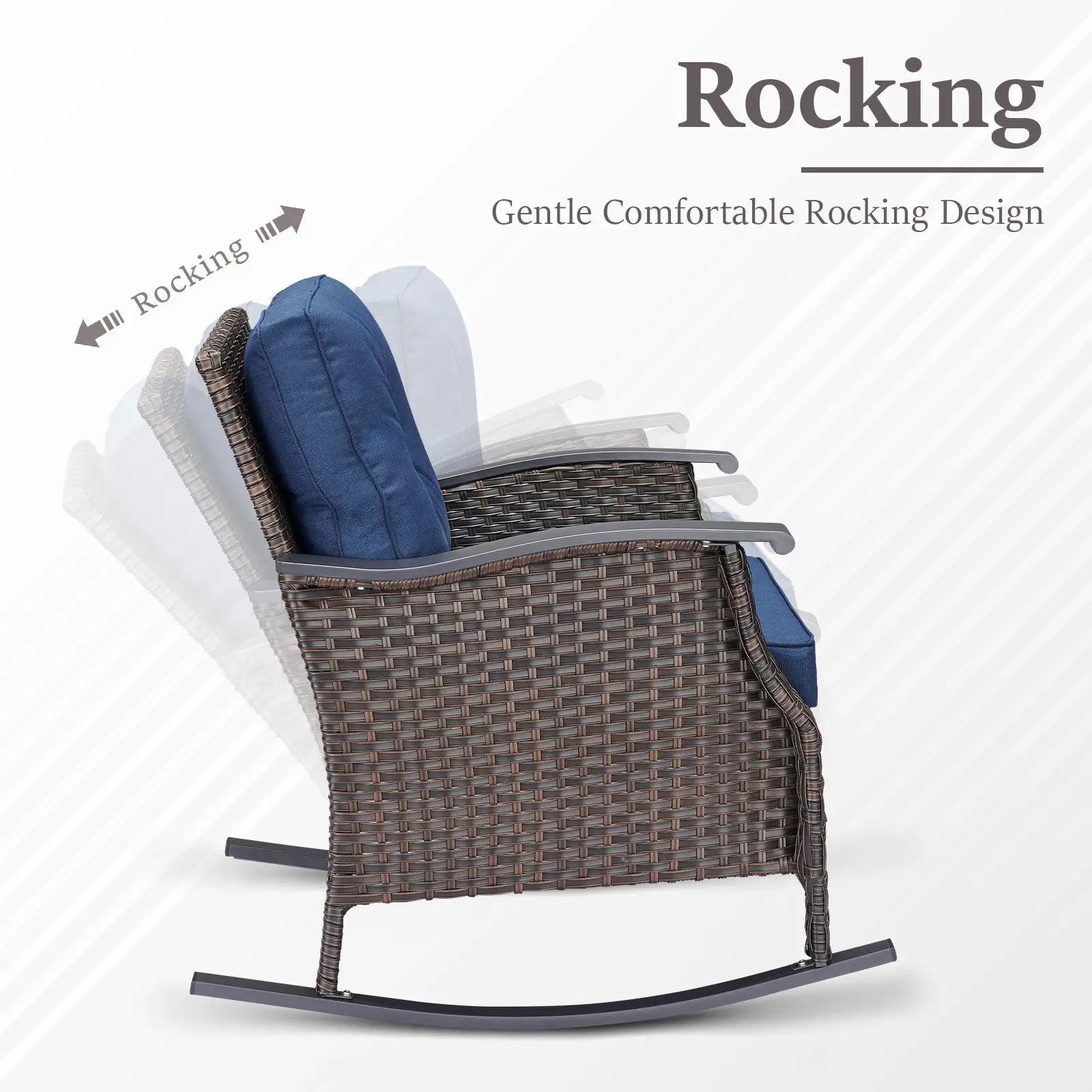 Outdoor Gliding Wicker Chairs Set of 2, PE Rattan Patio Glider Chairs by HouseOfZazla
