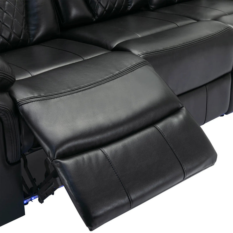 Home Theater Seating Manual Recliner Chair With Center Console And Led Light Strip For Living Room by HouseOfZazla