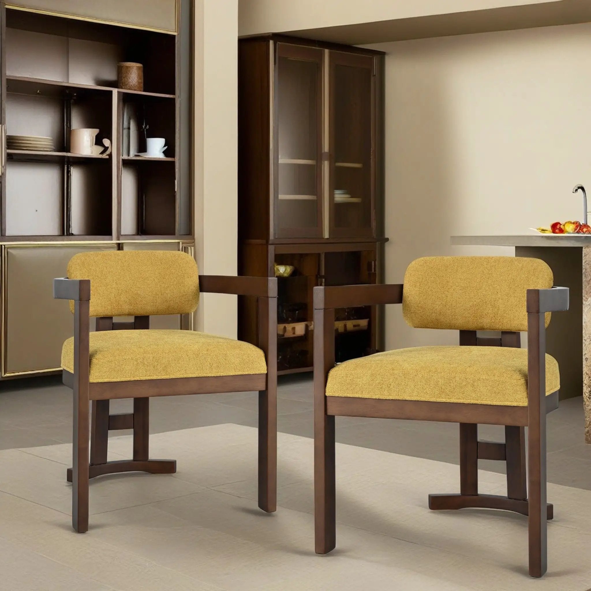 Stylish Indoor Upholstered Wood Dining Chair Set of 2 by HouseOfZazla
