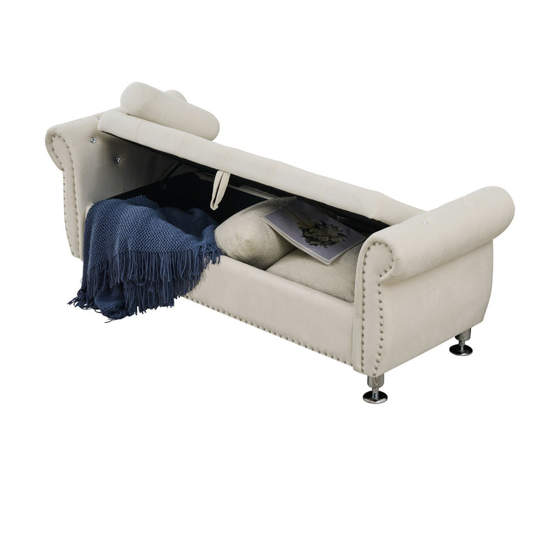 Storage Bench With Crystal Buttons And 1 Pillow For Bedroom by HouseOfZazla