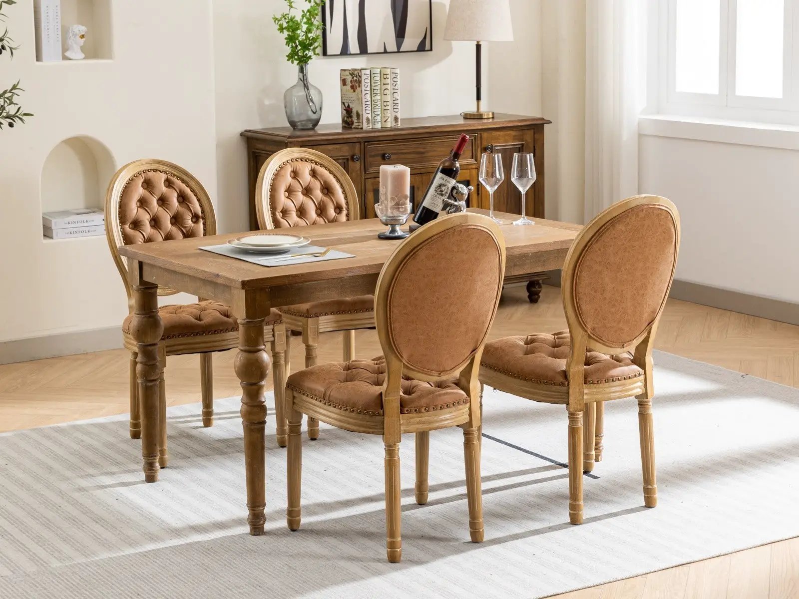 Set of 2 French Style Solid Wood Antique Dining Chairs by BLAKHOM