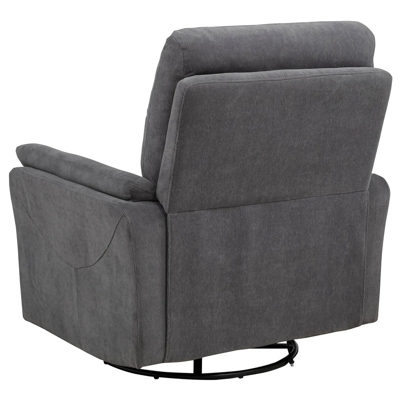 Adler Upholstered Power Swivel Glider Recliner Charcoal Grey by Unique Piece Furniture