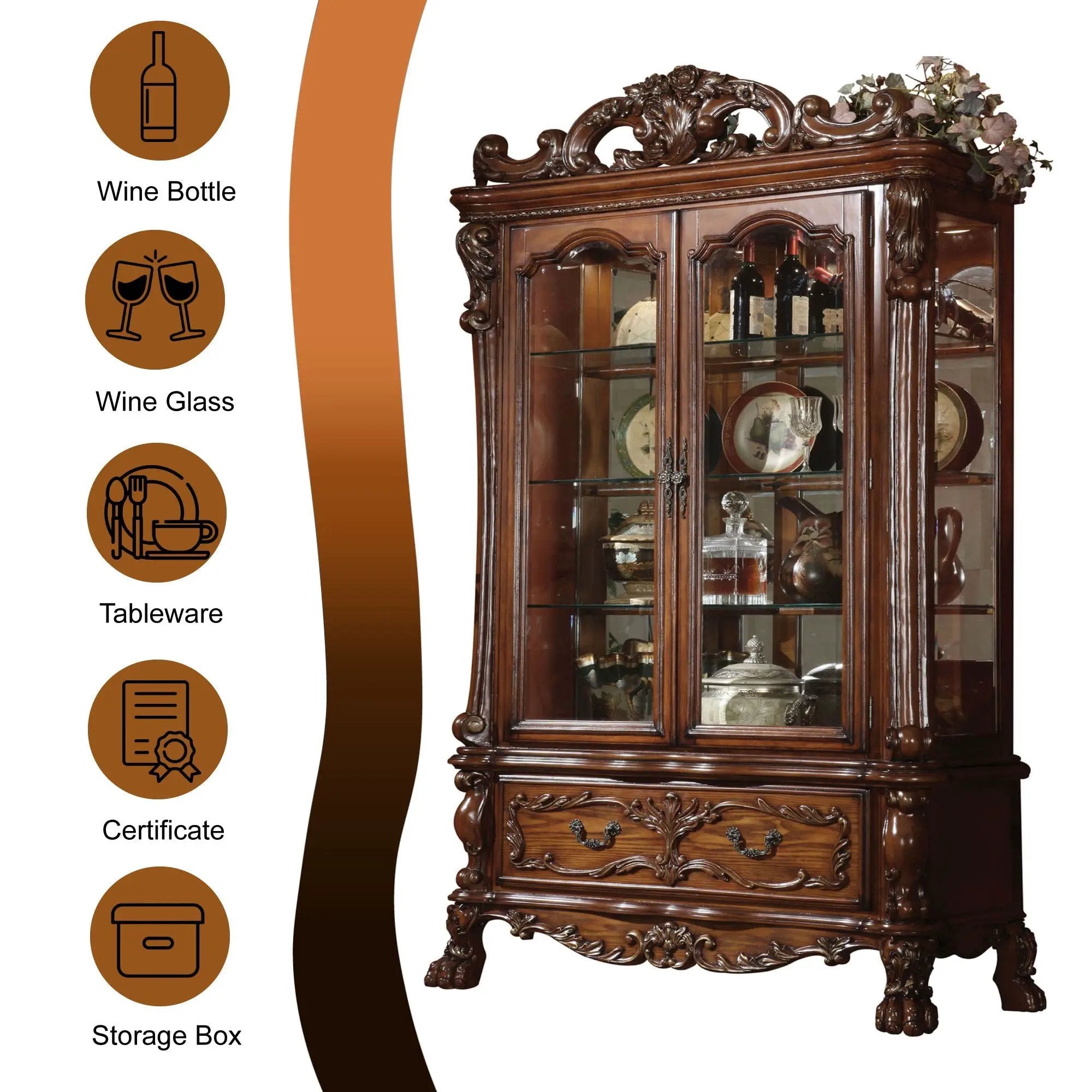 Dresden - Curio - Cherry Oak by Unique Piece Furniture