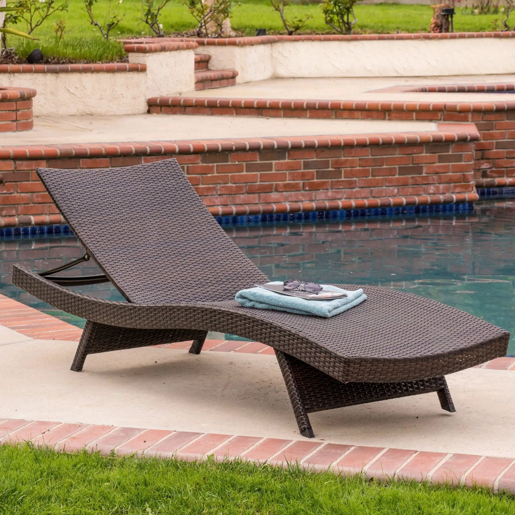 Kauai Modern Style PE Wicker Chaise Lounge - Brown Multi by HouseOfZazla
