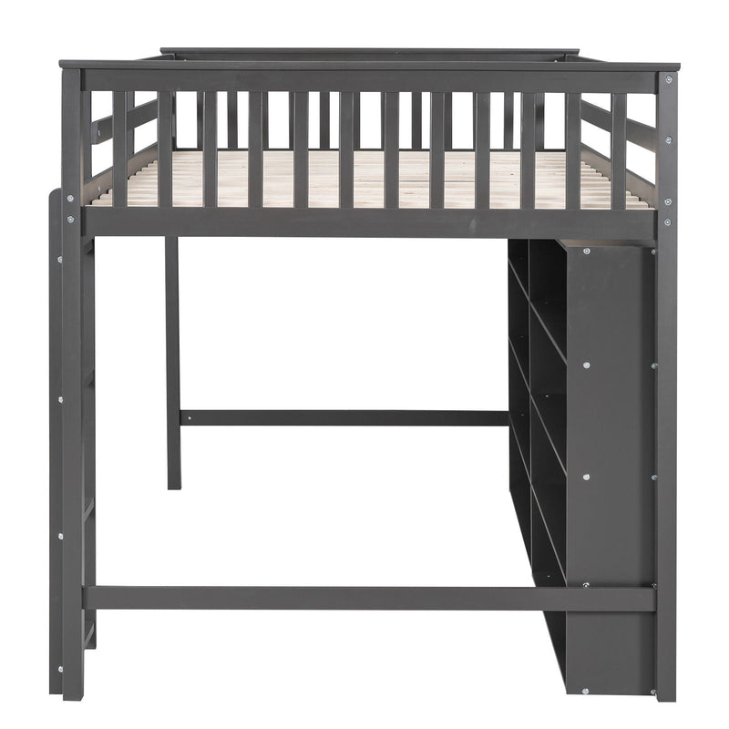 Loft Bed With 8 Open Storage Shelves And Built In Ladder by HouseOfZazla