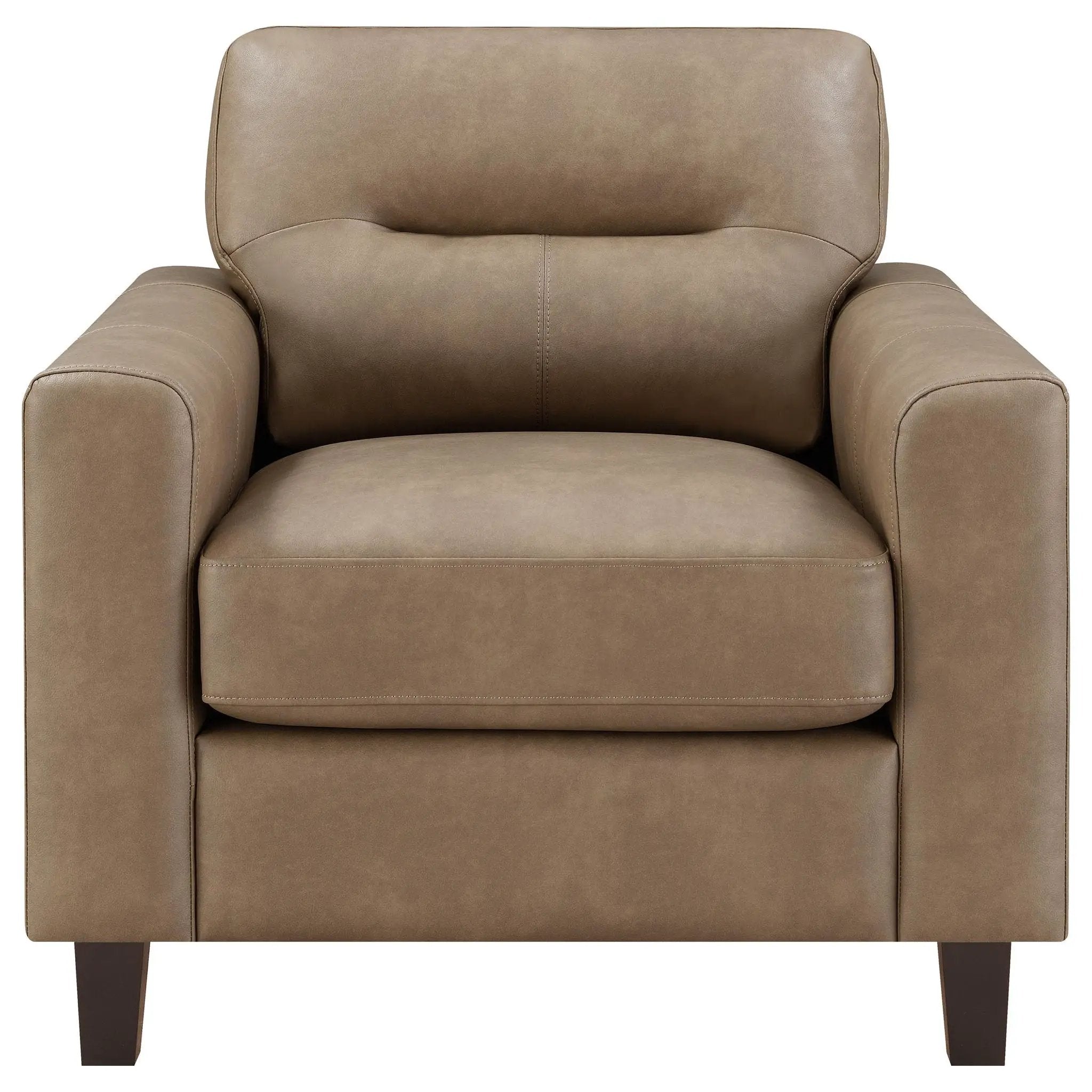 Scotland Faux Leather Upholstered Track Arm Chair Brown by Unique Piece Furniture