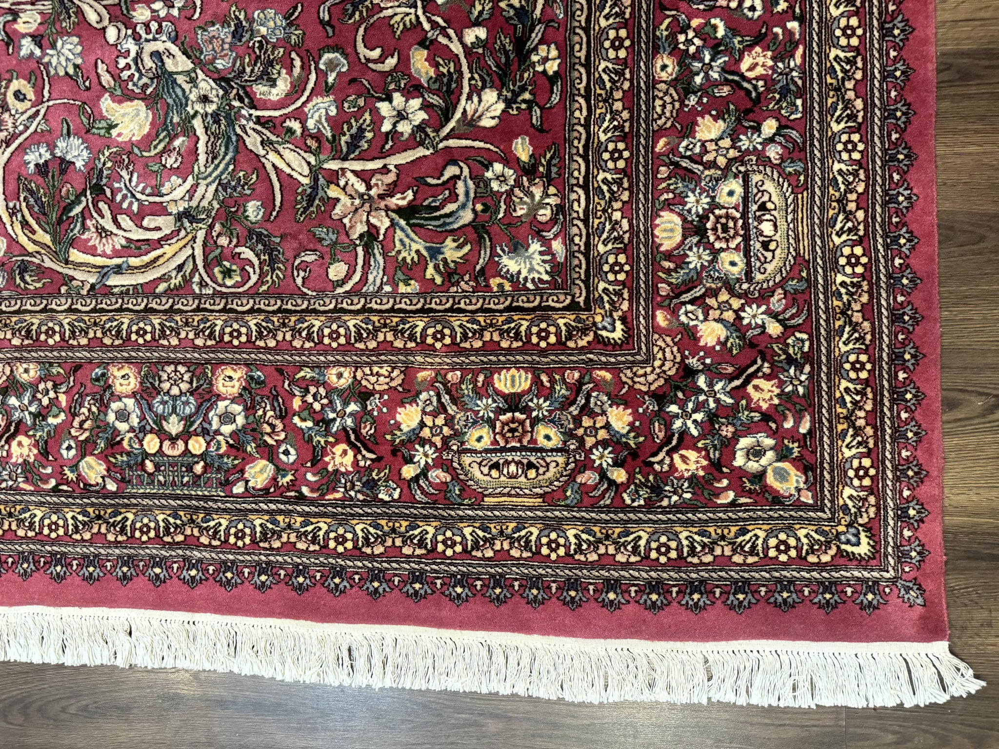 Sino Persian Rug 9x12, Fine 290 KPSI, Rose-Red, Floral Allover by Jewel Rugs
