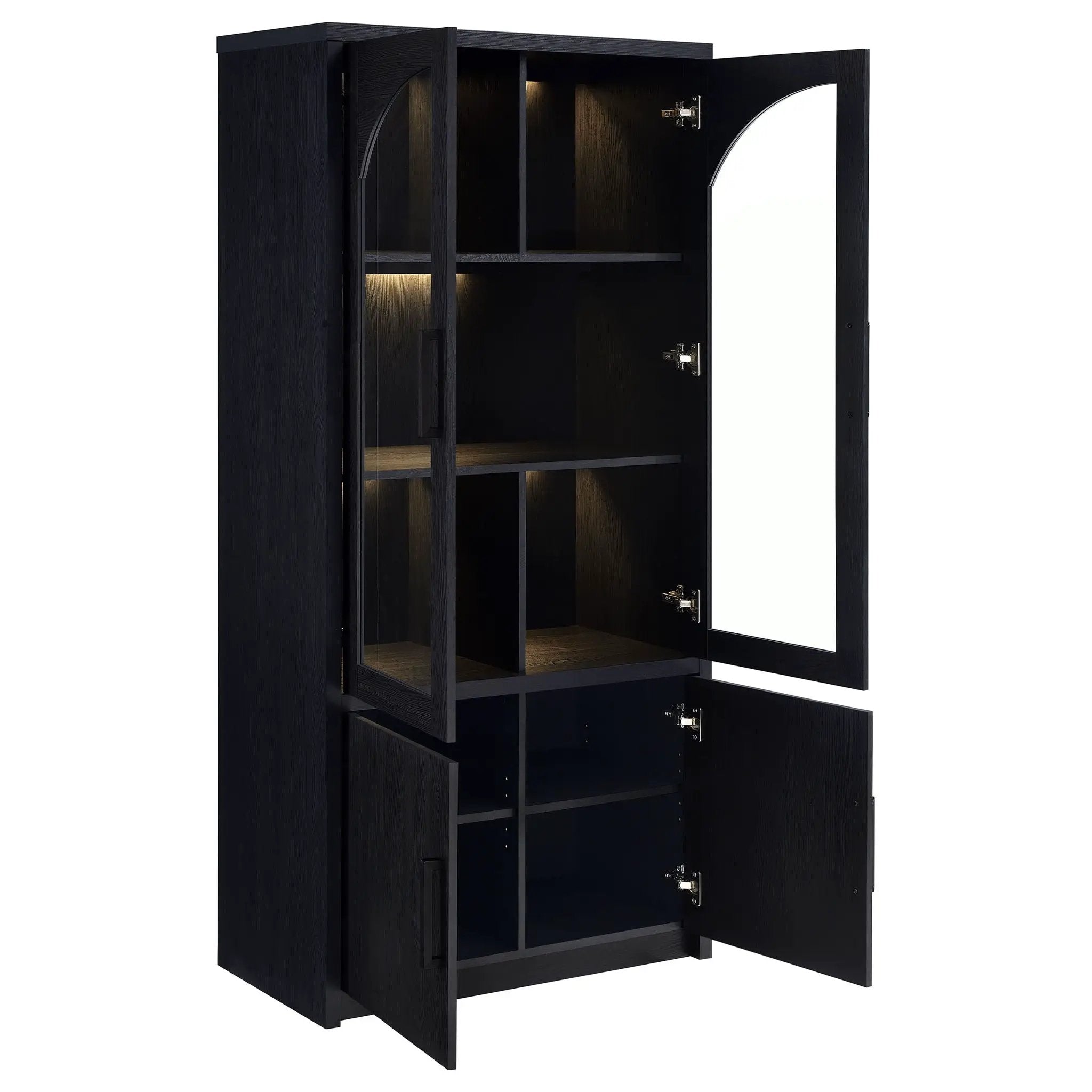 Riva 4-door Tall Accent Display Cabinet LED Lighting Black by Unique Piece Furniture
