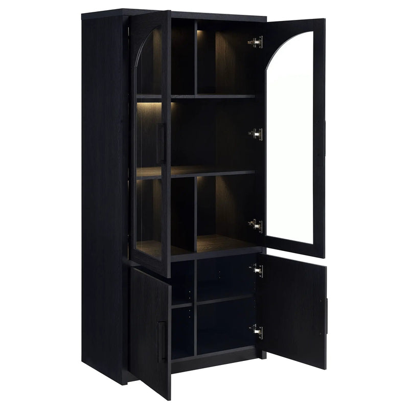 Riva 4-door Tall Accent Display Cabinet LED Lighting Black by Unique Piece Furniture