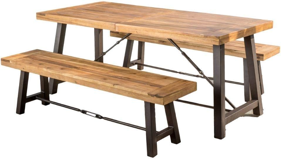 Catriona 3 Piece Wood Outdoor Dining Set - Teak by HouseOfZazla