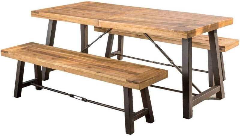Catriona 3 Piece Wood Outdoor Dining Set - Teak by HouseOfZazla